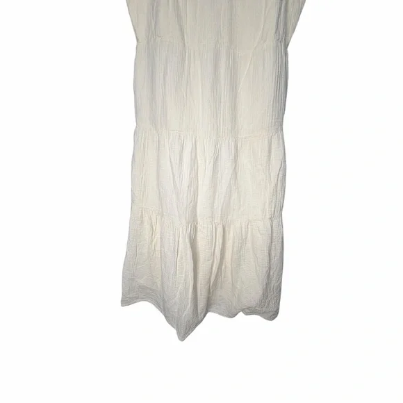 Quince 100 organic cotton gauze tiered maxi dress antique Cream color large - Picture 5 of 11